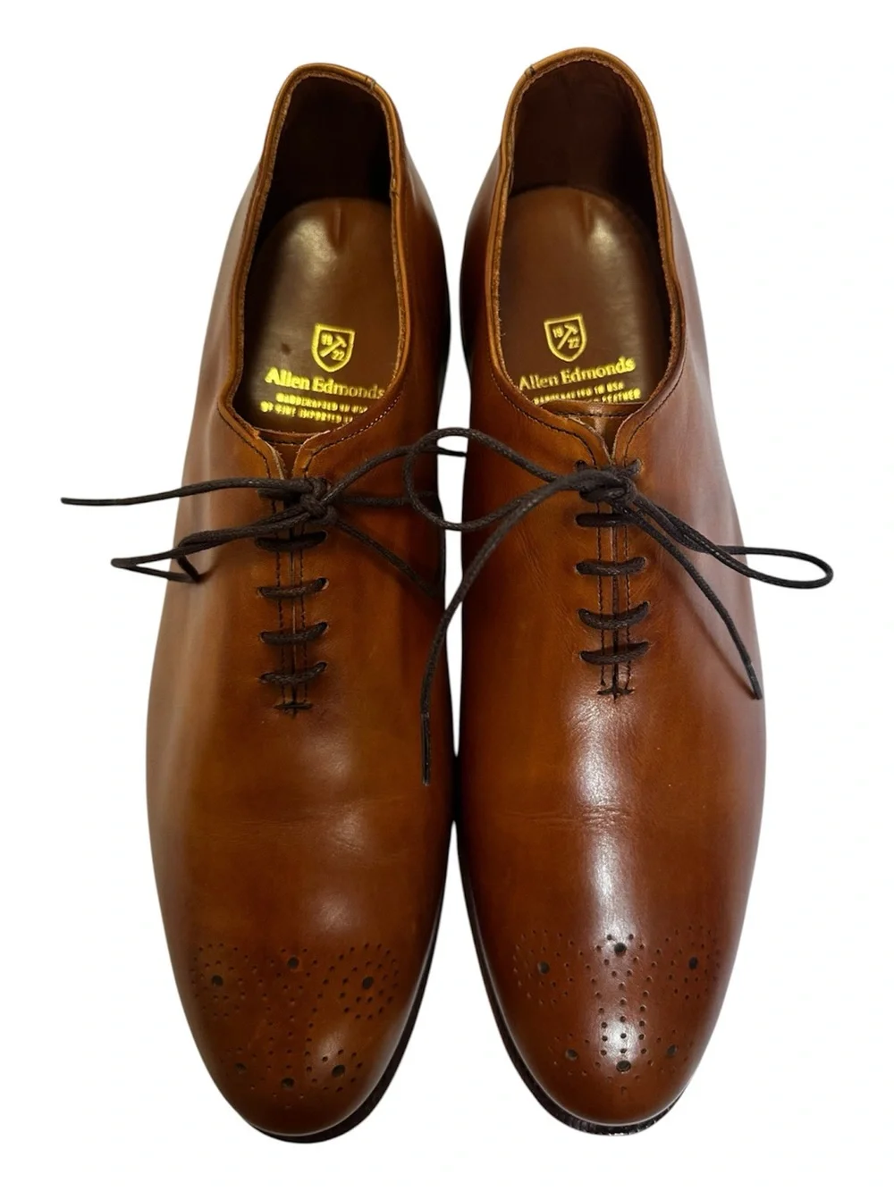 Allen Edmonds Men’s Mackenzie Whiskey Leather Medallion Toe Oxford Shoes-Size 11